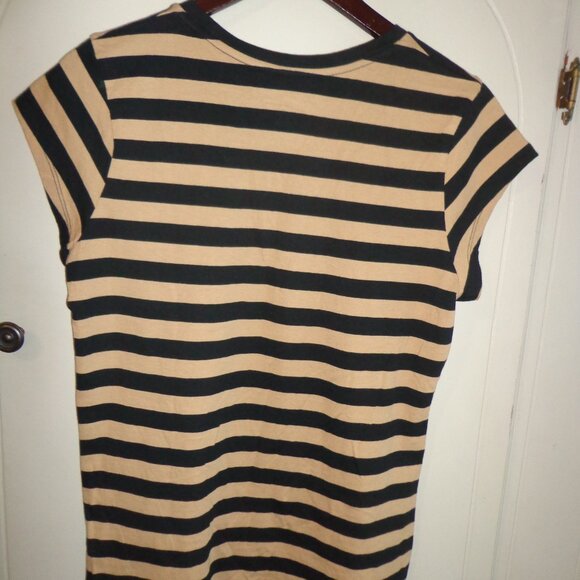 NWOT Universal Thread Striped T-Shirt M Cap Sleeves Black/Tan - Picture 7 of 12